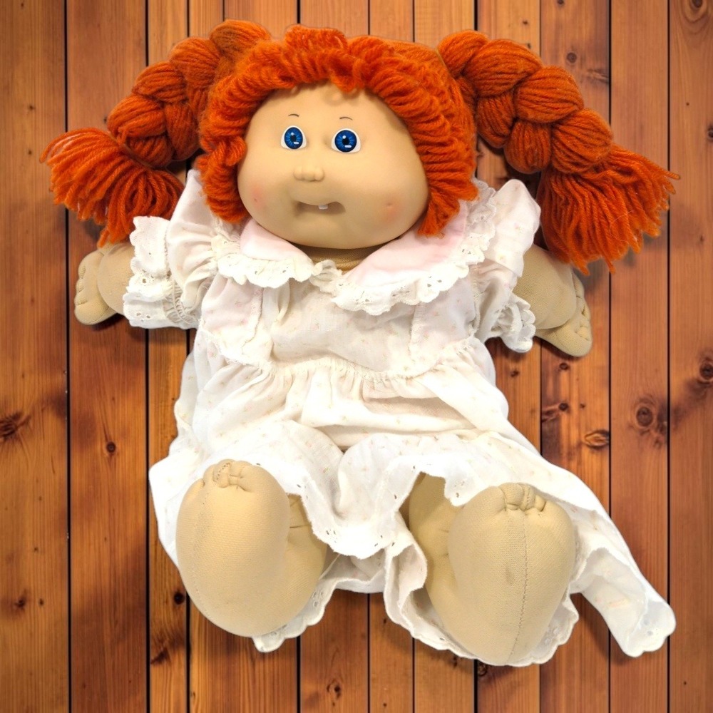 VTG 1983 Coleco Cabbage Patch Kids Doll Red Yarn Hair Braids Blue Eyes Tooth #2